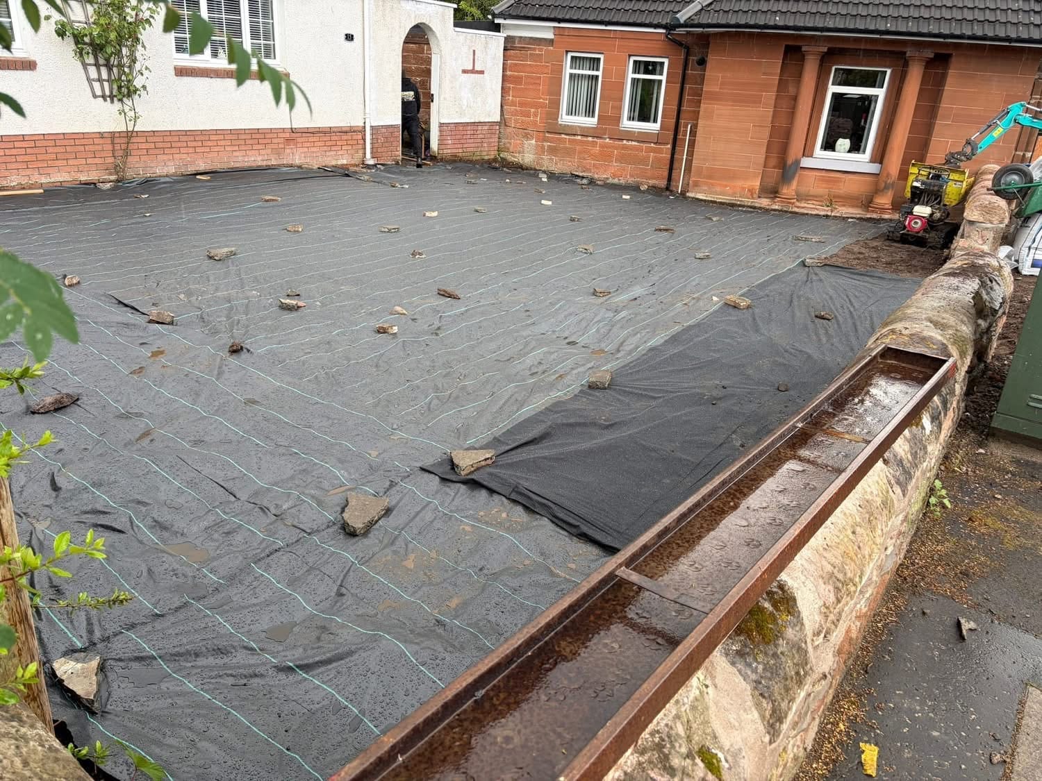 Membrane installed across the front area