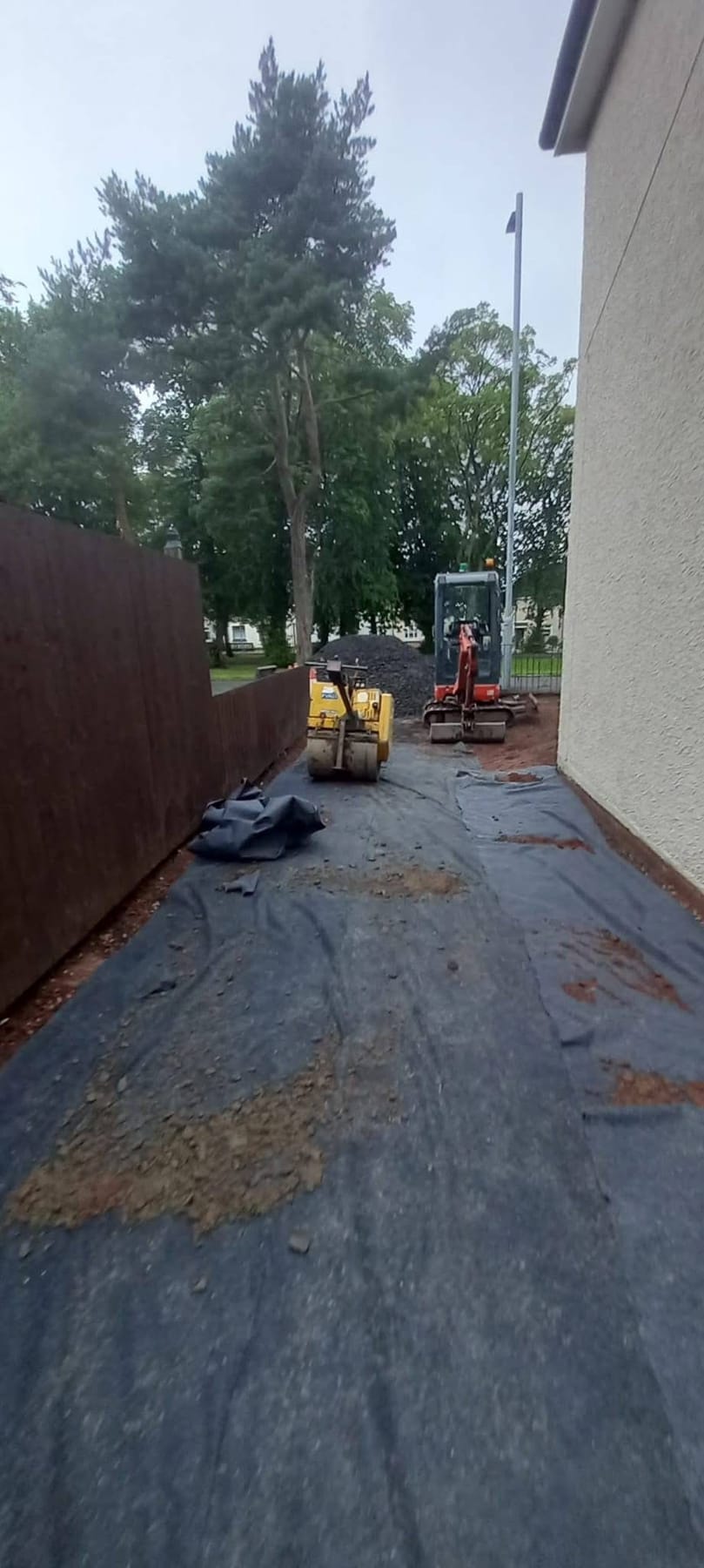 Base being compacted